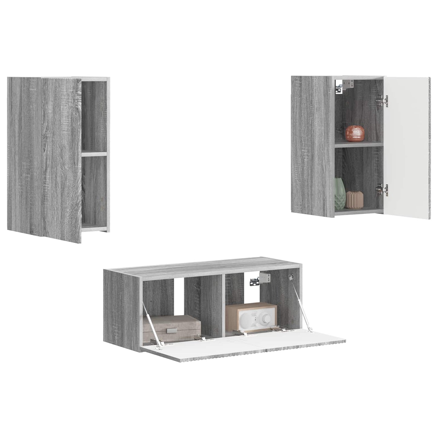 vidaXL Ensemble meuble TV mural 2 pcs Aggloméré Sonoma Gris