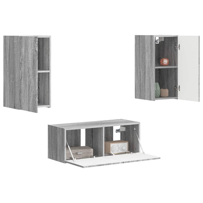 vidaXL Ensemble meuble TV mural 2 pcs Aggloméré Sonoma Gris