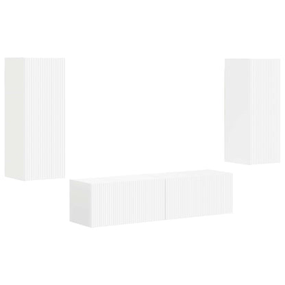 TV-Schrankset Wandmontiert 2 pcs Weiß Holzwerkstoff