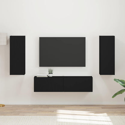 vidaXL Ensemble de meubles TV mural 2 pcs Noir Bois d'ingénierie
