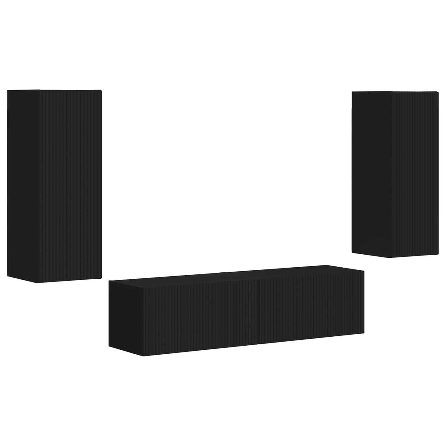 vidaXL Ensemble de meubles TV mural 2 pcs Noir Bois d'ingénierie