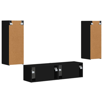 vidaXL Ensemble de meubles TV mural 2 pcs Noir Bois d'ingénierie
