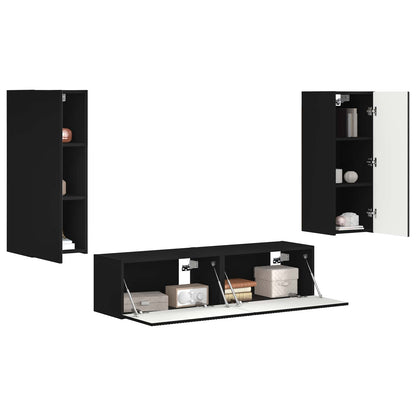 vidaXL Ensemble de meubles TV mural 2 pcs Noir Bois d'ingénierie