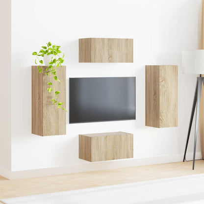 vidaXL Meuble TV mural 2 pcs Chêne Sonoma Aggloméré