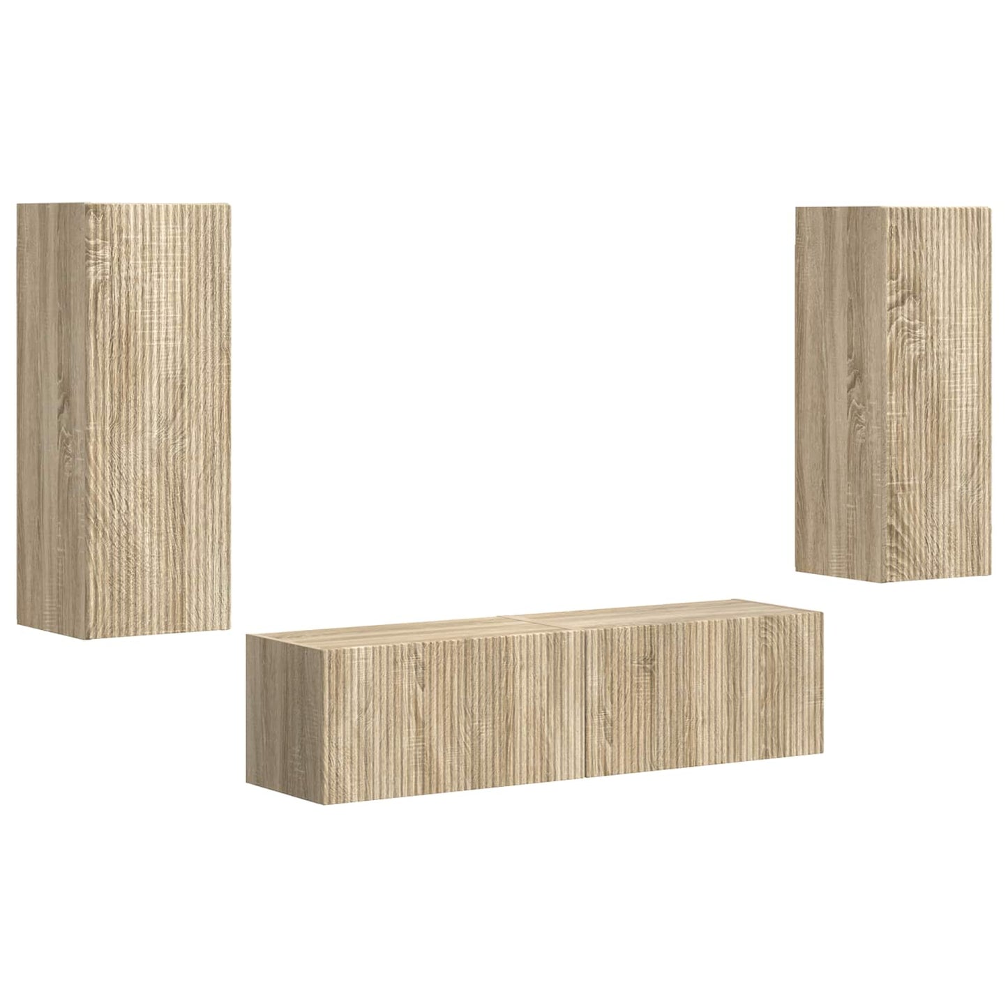 vidaXL Meuble TV mural 2 pcs Chêne Sonoma Aggloméré