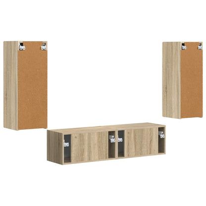vidaXL Meuble TV mural 2 pcs Chêne Sonoma Aggloméré