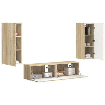 vidaXL Meuble TV mural 2 pcs Chêne Sonoma Aggloméré