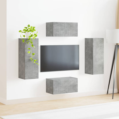 vidaXL Meuble TV mural 2 pcs Bois d'ingénierie Gris béton