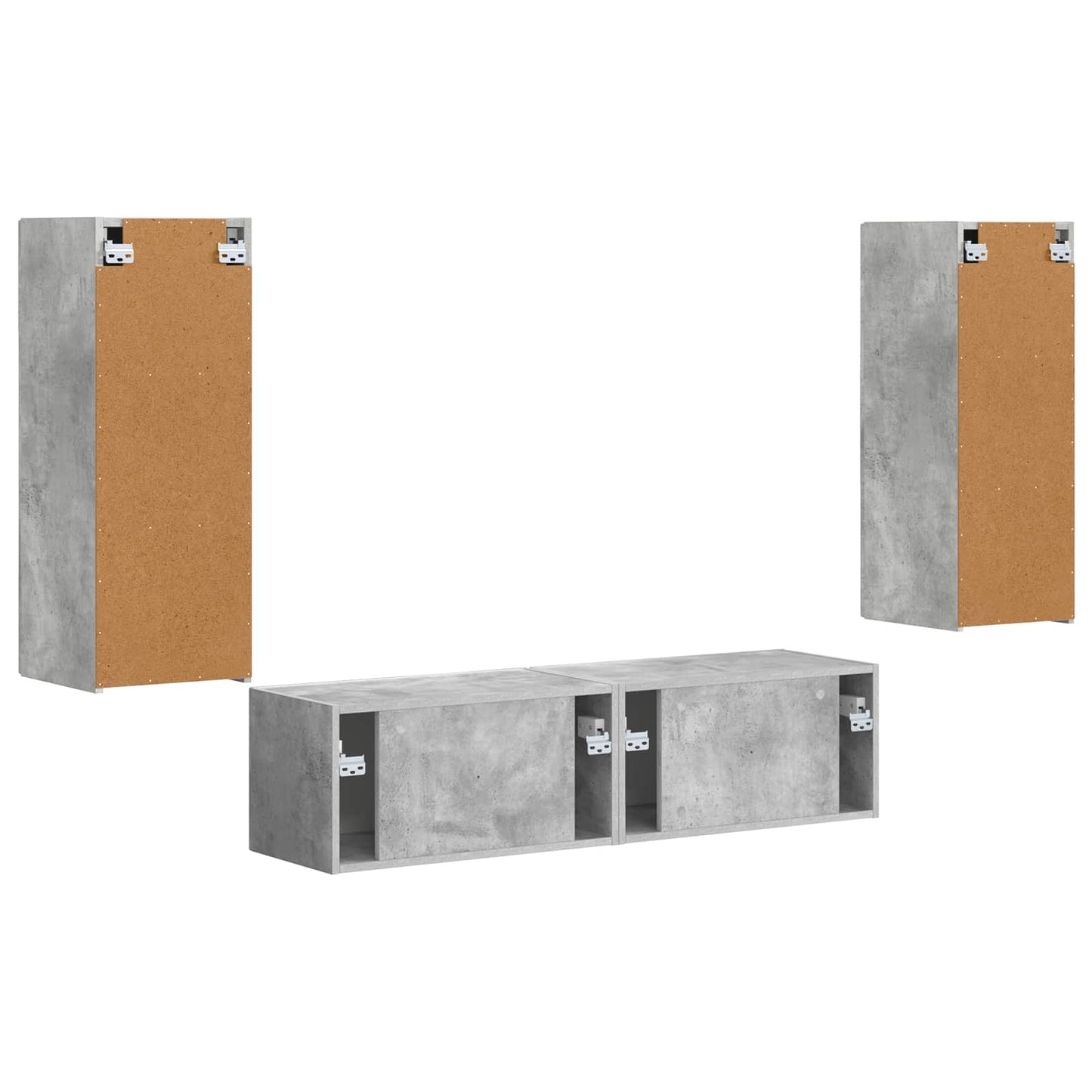 vidaXL Meuble TV mural 2 pcs Bois d'ingénierie Gris béton