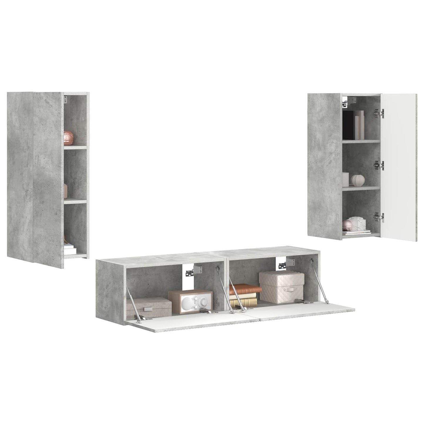 vidaXL Meuble TV mural 2 pcs Bois d'ingénierie Gris béton