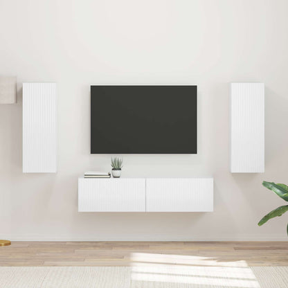 vidaXL Ensemble meuble TV mural 2 pcs Blanc brillant Bois d'ingénierie