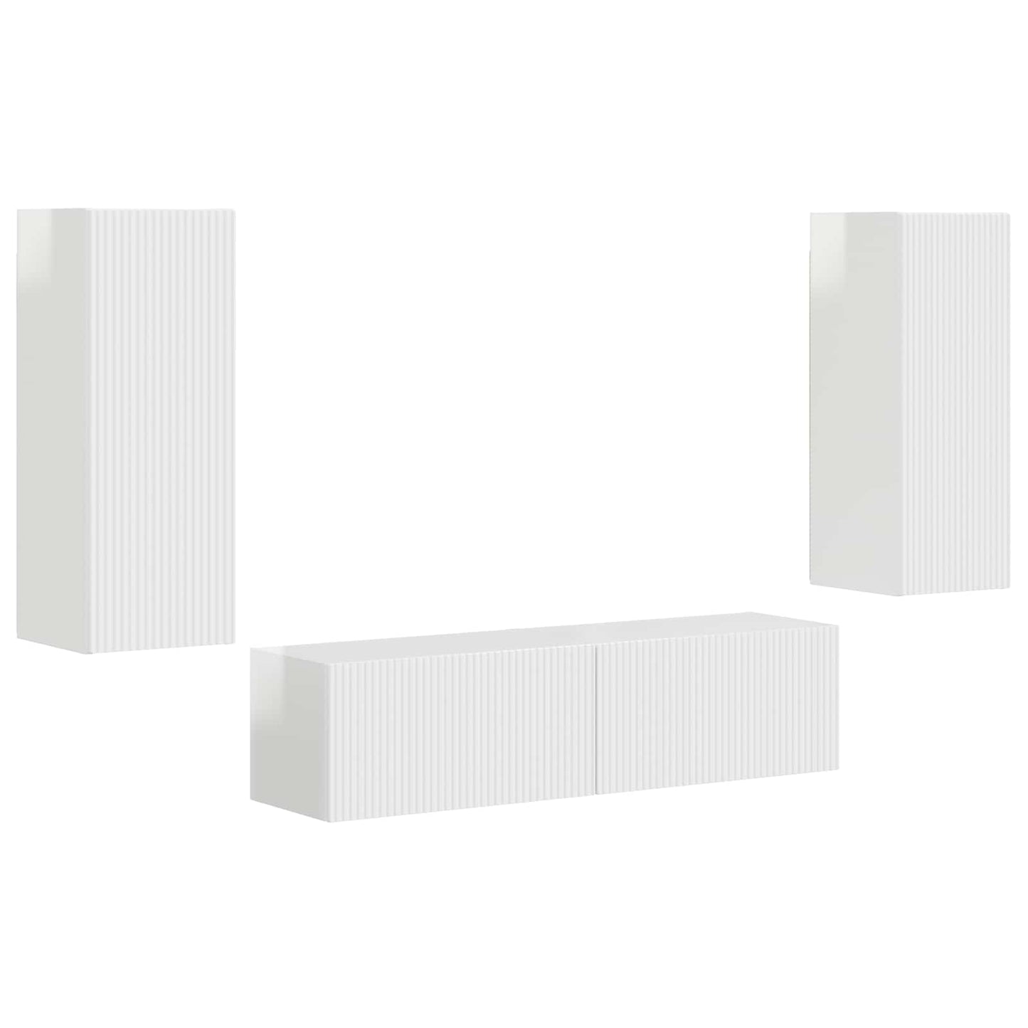 vidaXL Ensemble meuble TV mural 2 pcs Blanc brillant Bois d'ingénierie