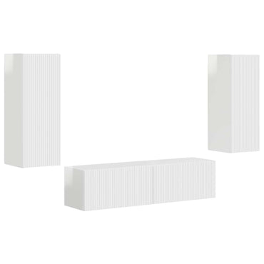 vidaXL Ensemble meuble TV mural 2 pcs Blanc brillant Bois d'ingénierie