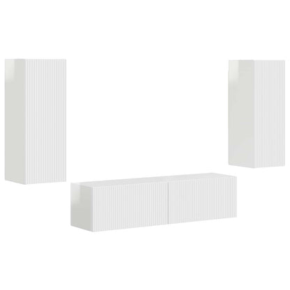 vidaXL Ensemble meuble TV mural 2 pcs Blanc brillant Bois d'ingénierie