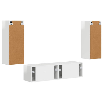 vidaXL Ensemble meuble TV mural 2 pcs Blanc brillant Bois d'ingénierie