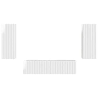vidaXL Ensemble meuble TV mural 2 pcs Blanc brillant Bois d'ingénierie