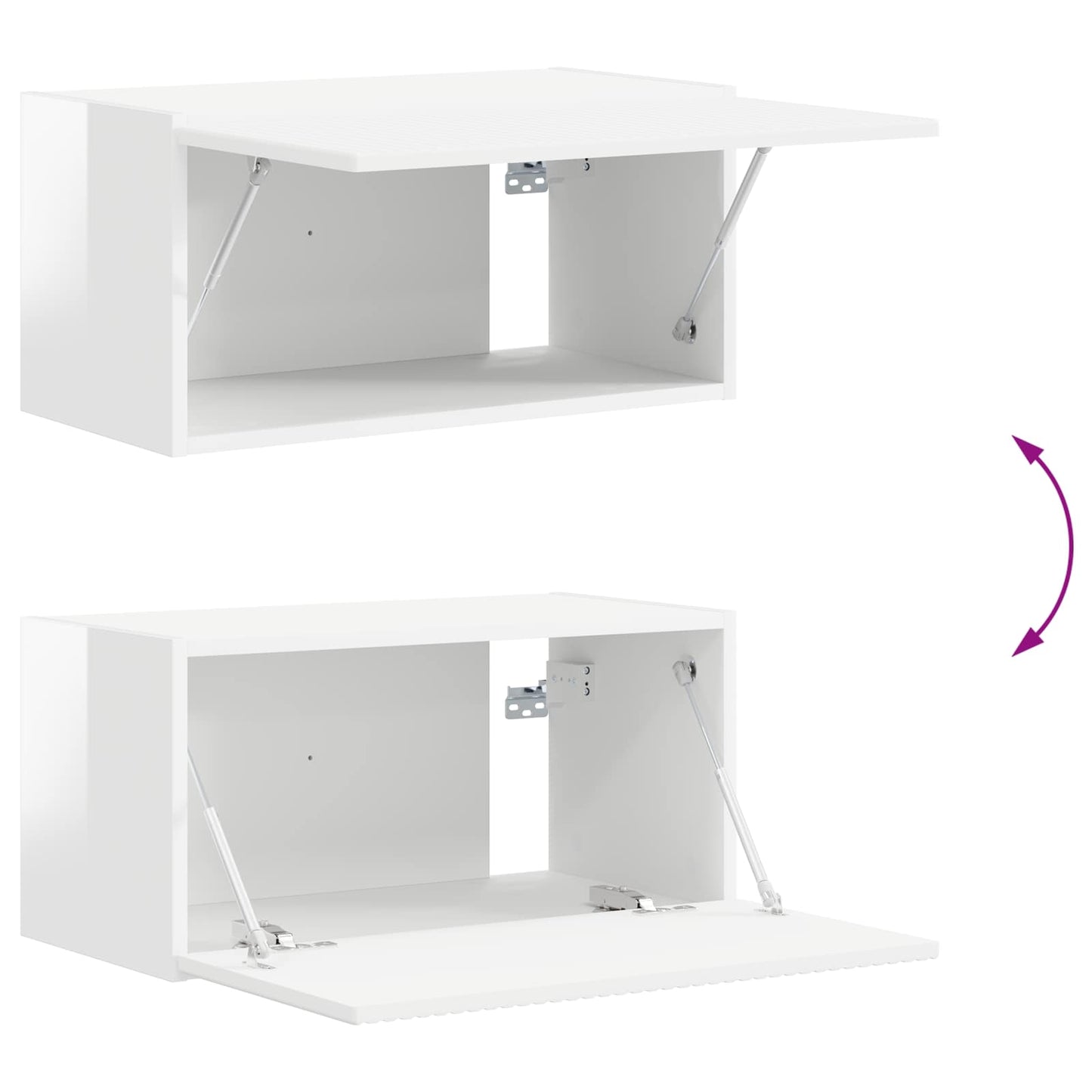 vidaXL Ensemble meuble TV mural 2 pcs Blanc brillant Bois d'ingénierie