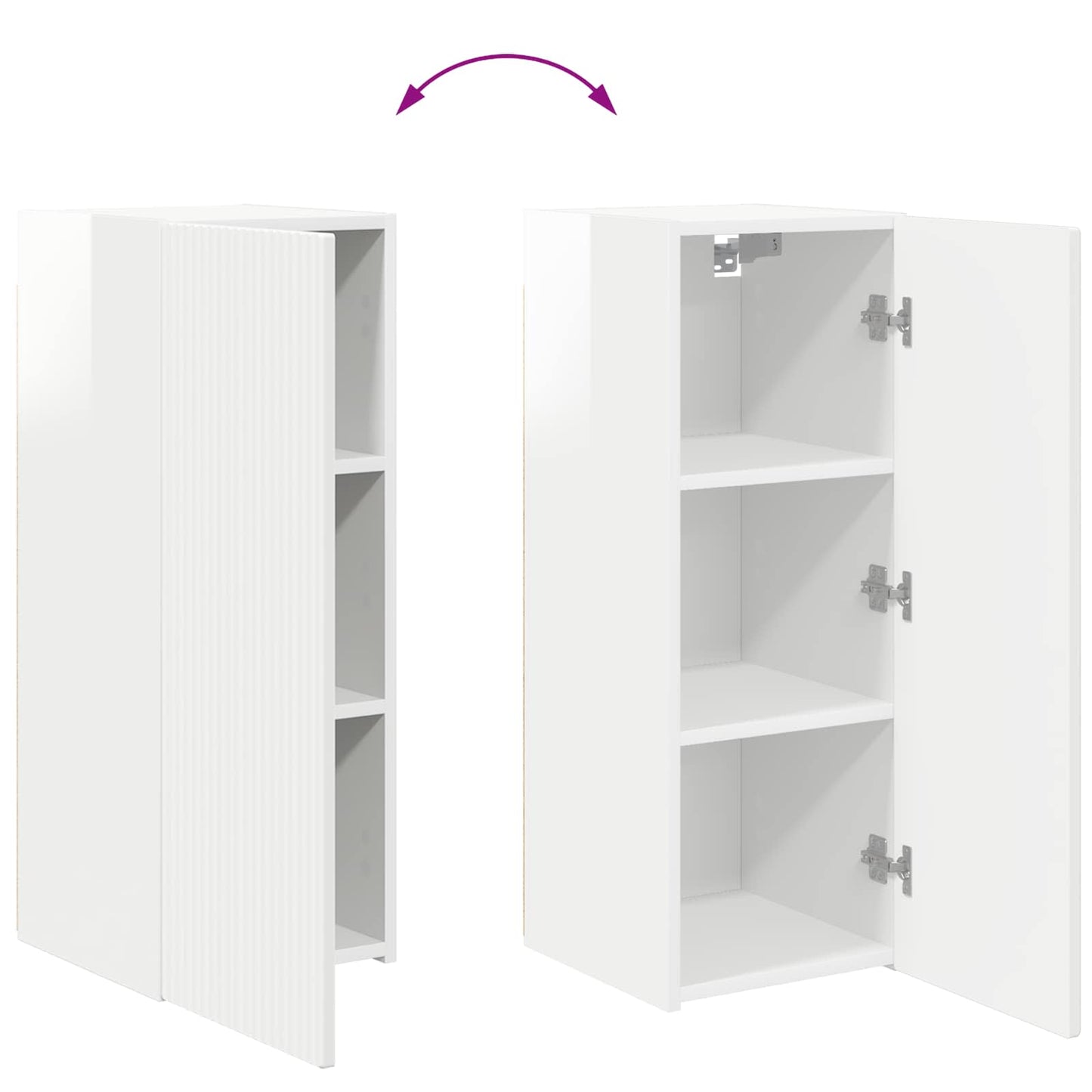 vidaXL Ensemble meuble TV mural 2 pcs Blanc brillant Bois d'ingénierie