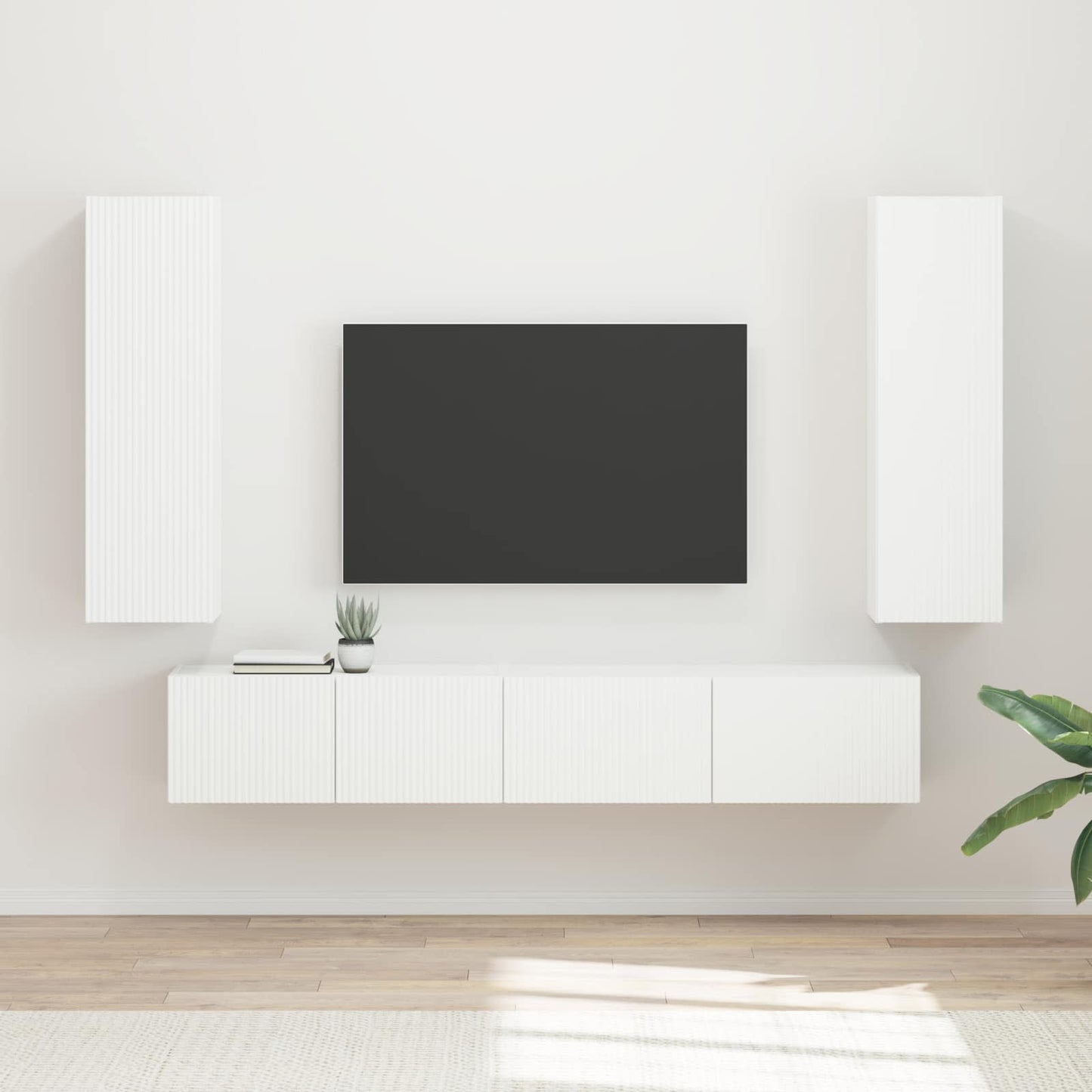 vidaXL TV-Schrankset Wandmontiert 3 pcs Weiß Holzwerkstoff