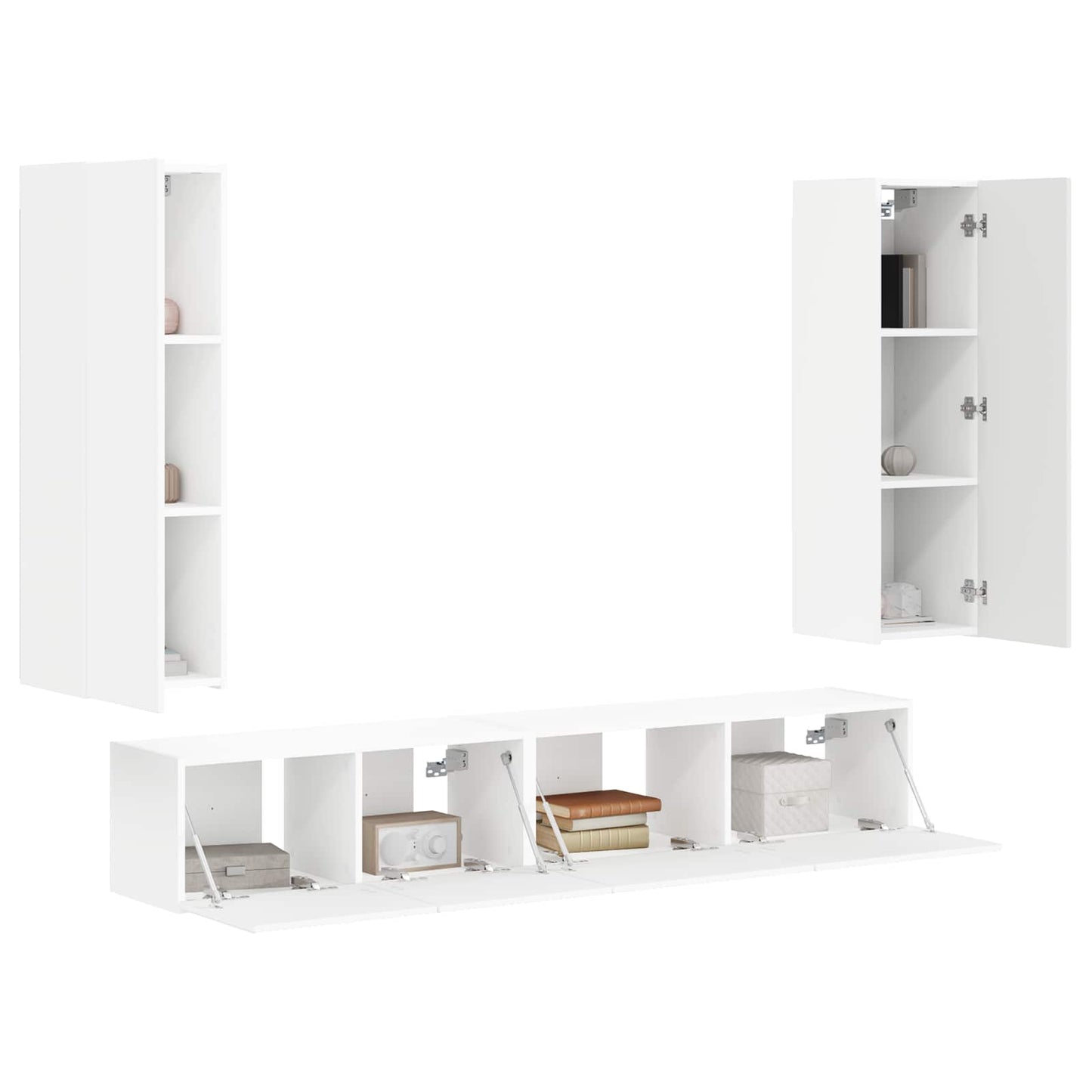 vidaXL TV-Schrankset Wandmontiert 3 pcs Weiß Holzwerkstoff