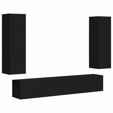 vidaXL TV-Schrankset Wandmontiert 3 pcs Schwarz Holzwerkstoff