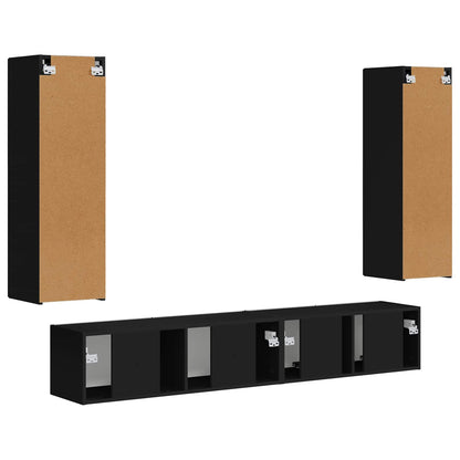 vidaXL TV-Schrankset Wandmontiert 3 pcs Schwarz Holzwerkstoff