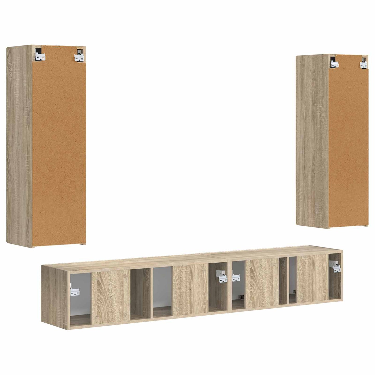 vidaXL TV-Schrankset Wandmontiert 3 pcs Sonoma-Eiche Holzwerkstoff