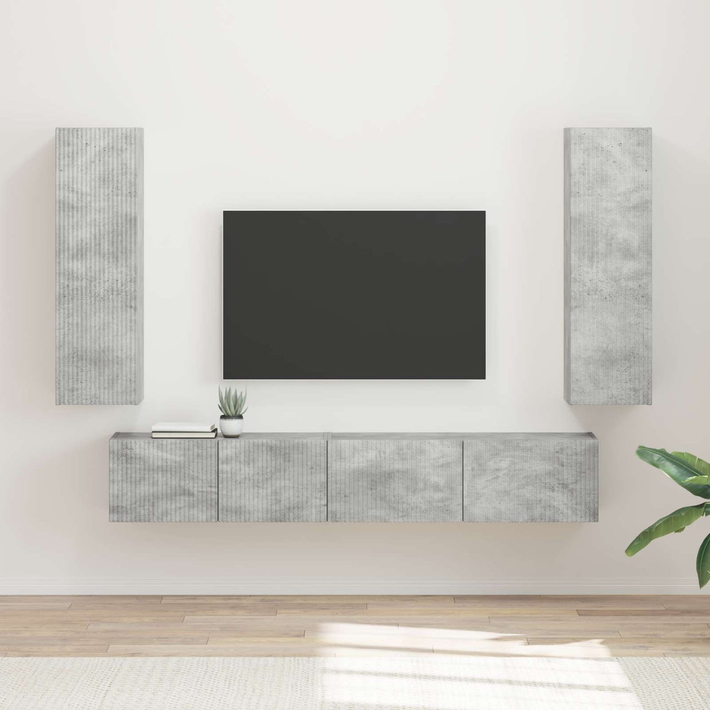vidaXL TV-Schrankset Wandmontiert 3 pcs Beton Grau Holzwerkstoff