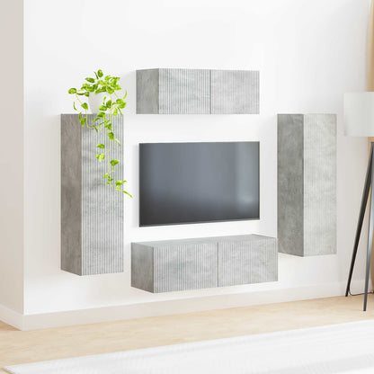 vidaXL TV-Schrankset Wandmontiert 3 pcs Beton Grau Holzwerkstoff