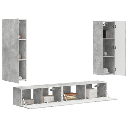 vidaXL TV-Schrankset Wandmontiert 3 pcs Beton Grau Holzwerkstoff