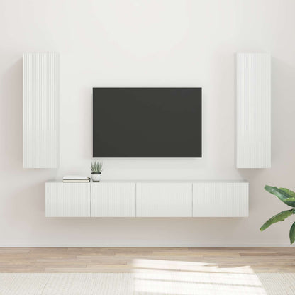 vidaXL TV-Schrankset Wandmontiert 3 pcs Hochglanz Weiß Holzwerkstoff