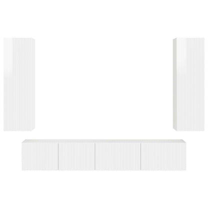 vidaXL TV-Schrankset Wandmontiert 3 pcs Hochglanz Weiß Holzwerkstoff