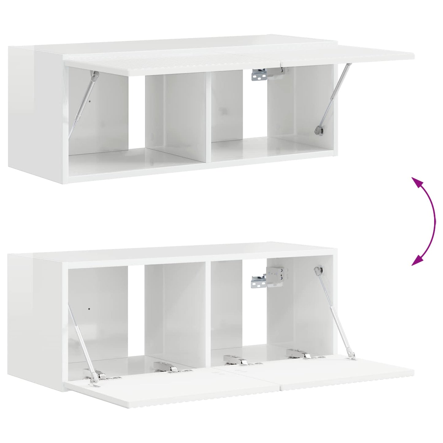 vidaXL TV-Schrankset Wandmontiert 3 pcs Hochglanz Weiß Holzwerkstoff
