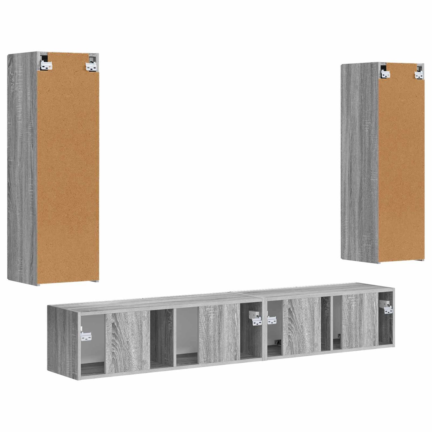 vidaXL TV-Schrankset Wandmontiert 3 pcs Graues Sonoma Holzwerkstoff