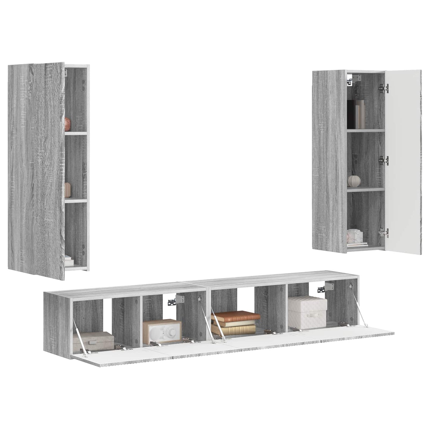 vidaXL TV-Schrankset Wandmontiert 3 pcs Graues Sonoma Holzwerkstoff