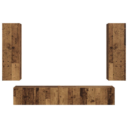 vidaXL TV-Schrankset Wandmontiert 3 pcs Altholz Holzwerkstoff
