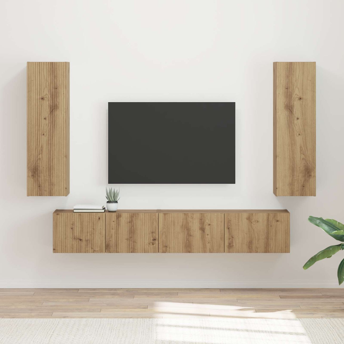 vidaXL TV-Schrankset Wandmontiert 3 pcs Artisan-Eiche Holzwerkstoff
