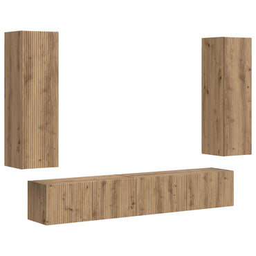 vidaXL TV-Schrankset Wandmontiert 3 pcs Artisan-Eiche Holzwerkstoff