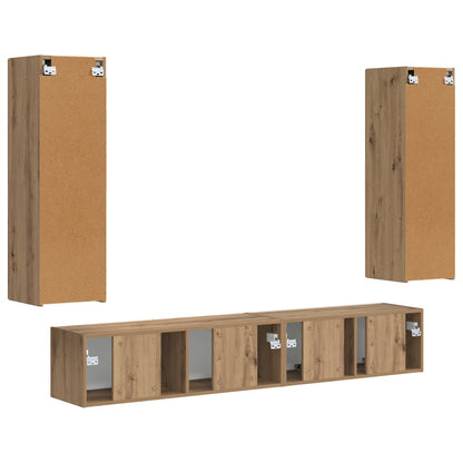 vidaXL TV-Schrankset Wandmontiert 3 pcs Artisan-Eiche Holzwerkstoff