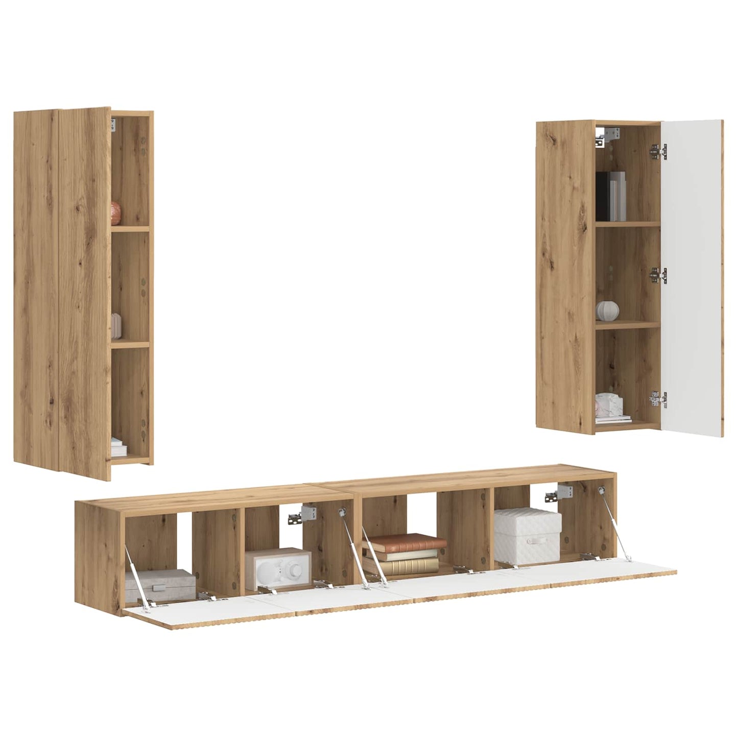 vidaXL TV-Schrankset Wandmontiert 3 pcs Artisan-Eiche Holzwerkstoff