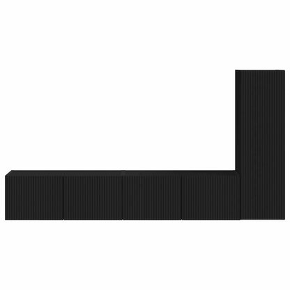 TV-Schrankset Wandmontiert 3 pcs Schwarz Holzwerkstoff