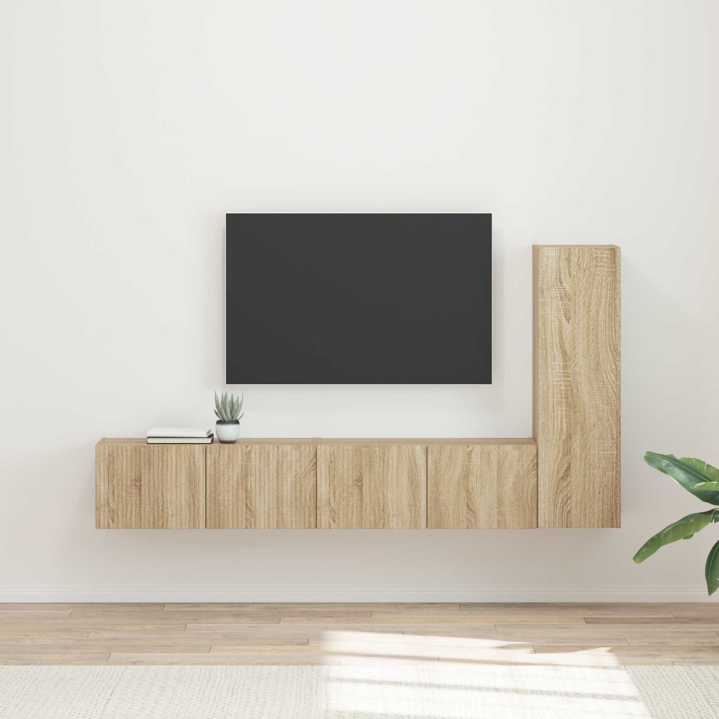 vidaXL TV-Schrankset Wandmontiert 3 pcs Sonoma-Eiche Holzwerkstoff