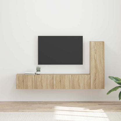 vidaXL TV-Schrankset Wandmontiert 3 pcs Sonoma-Eiche Holzwerkstoff