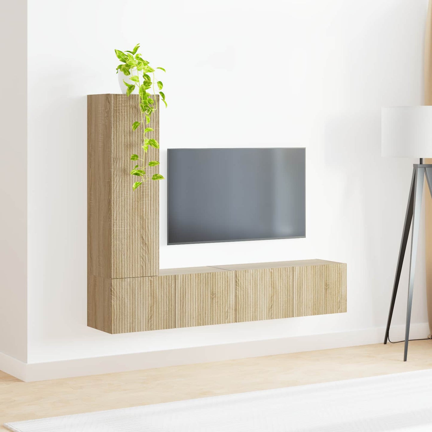 vidaXL TV-Schrankset Wandmontiert 3 pcs Sonoma-Eiche Holzwerkstoff