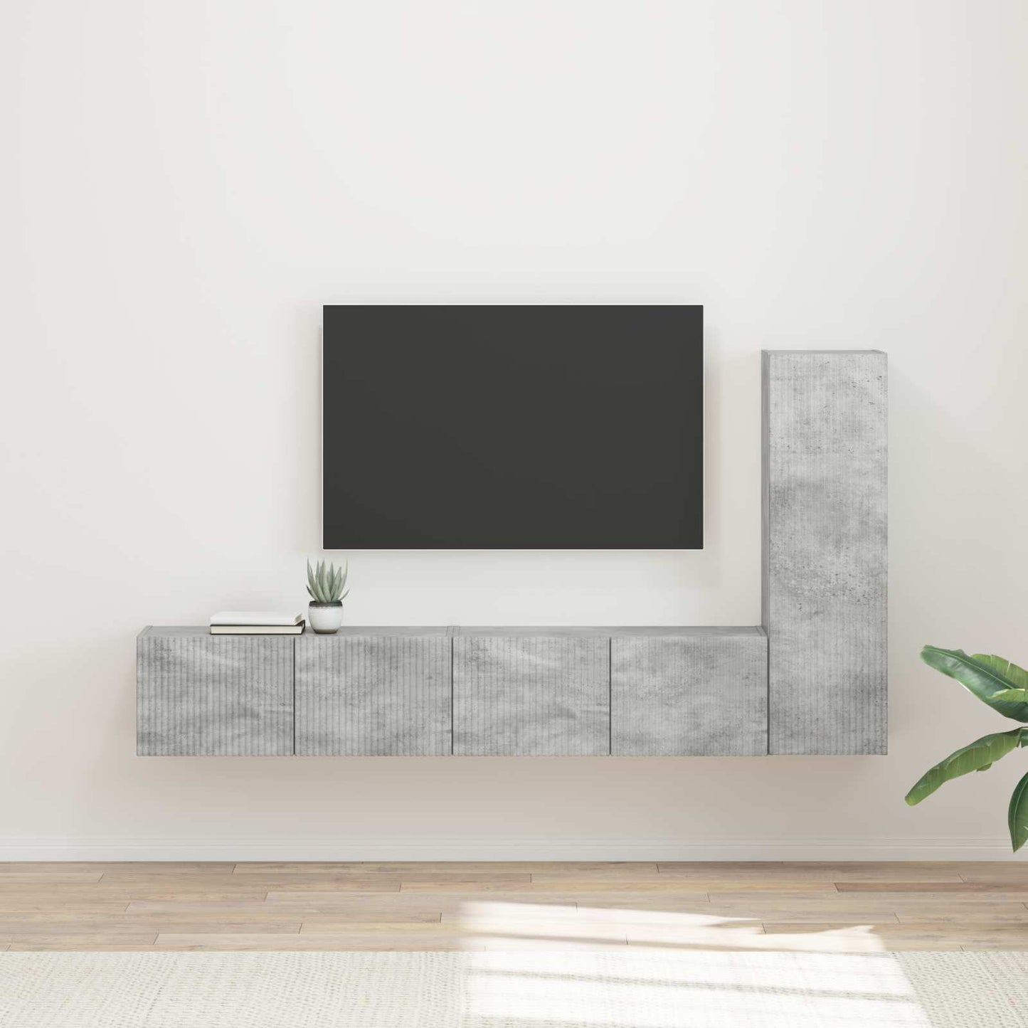 vidaXL TV-Schrankset Wandmontiert 3 pcs Beton Grau Holzwerkstoff