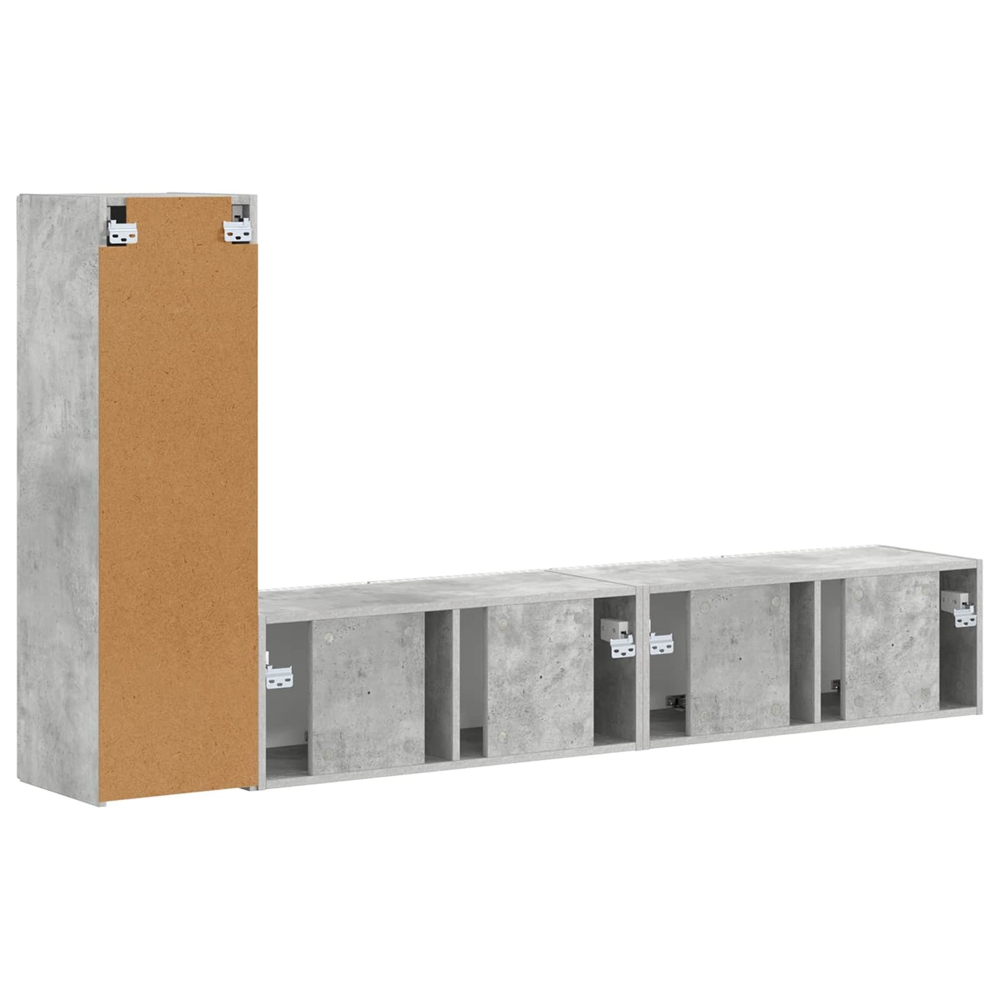vidaXL TV-Schrankset Wandmontiert 3 pcs Beton Grau Holzwerkstoff