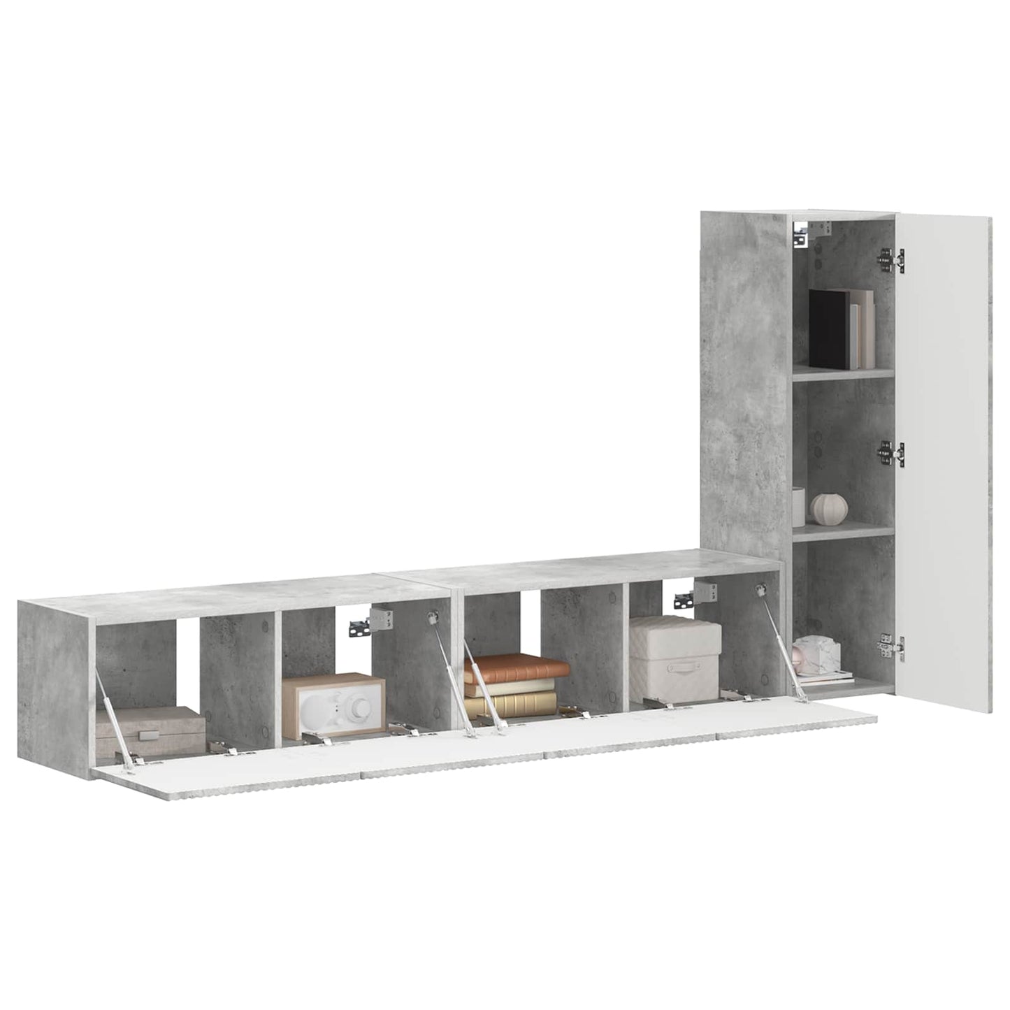 vidaXL TV-Schrankset Wandmontiert 3 pcs Beton Grau Holzwerkstoff
