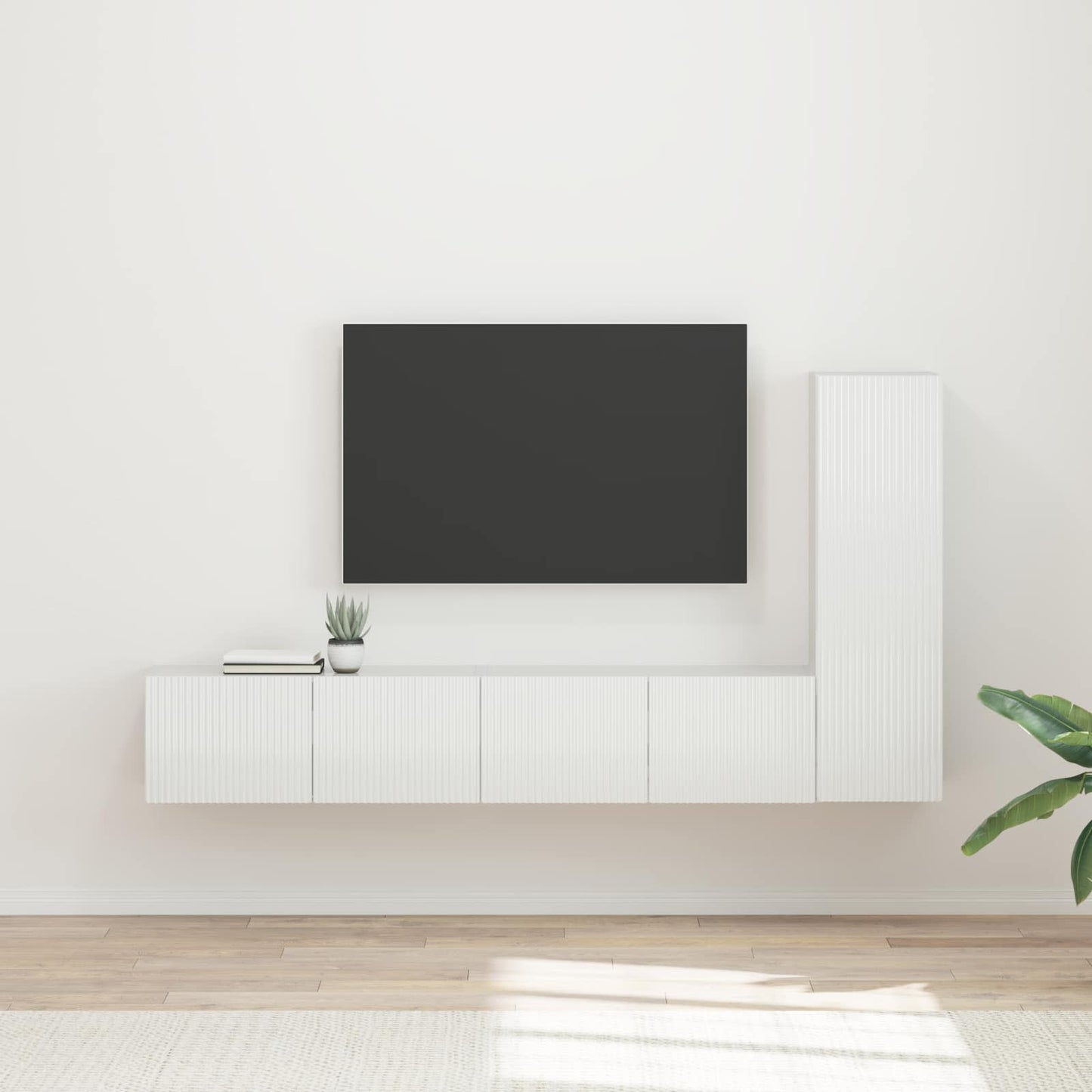 vidaXL TV-Schrankset Wandmontiert 3 pcs Hochglanz Weiß Holzwerkstoff