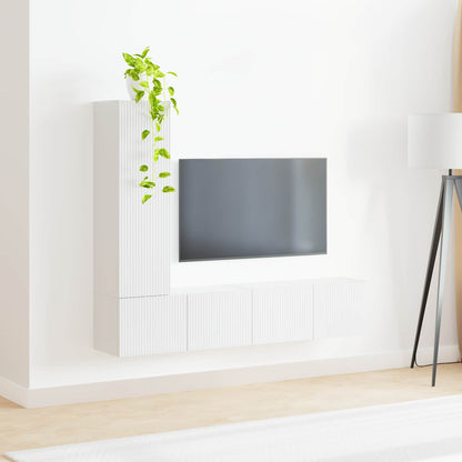 vidaXL TV-Schrankset Wandmontiert 3 pcs Hochglanz Weiß Holzwerkstoff