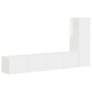 vidaXL TV-Schrankset Wandmontiert 3 pcs Hochglanz Weiß Holzwerkstoff